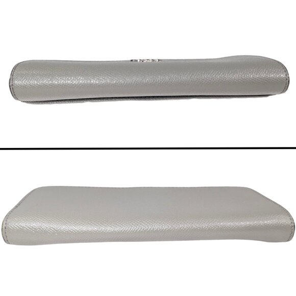 Coach Gray Crossgrain Leather Slim Envelope Folding Continental Wallet - Picture 3 of 9